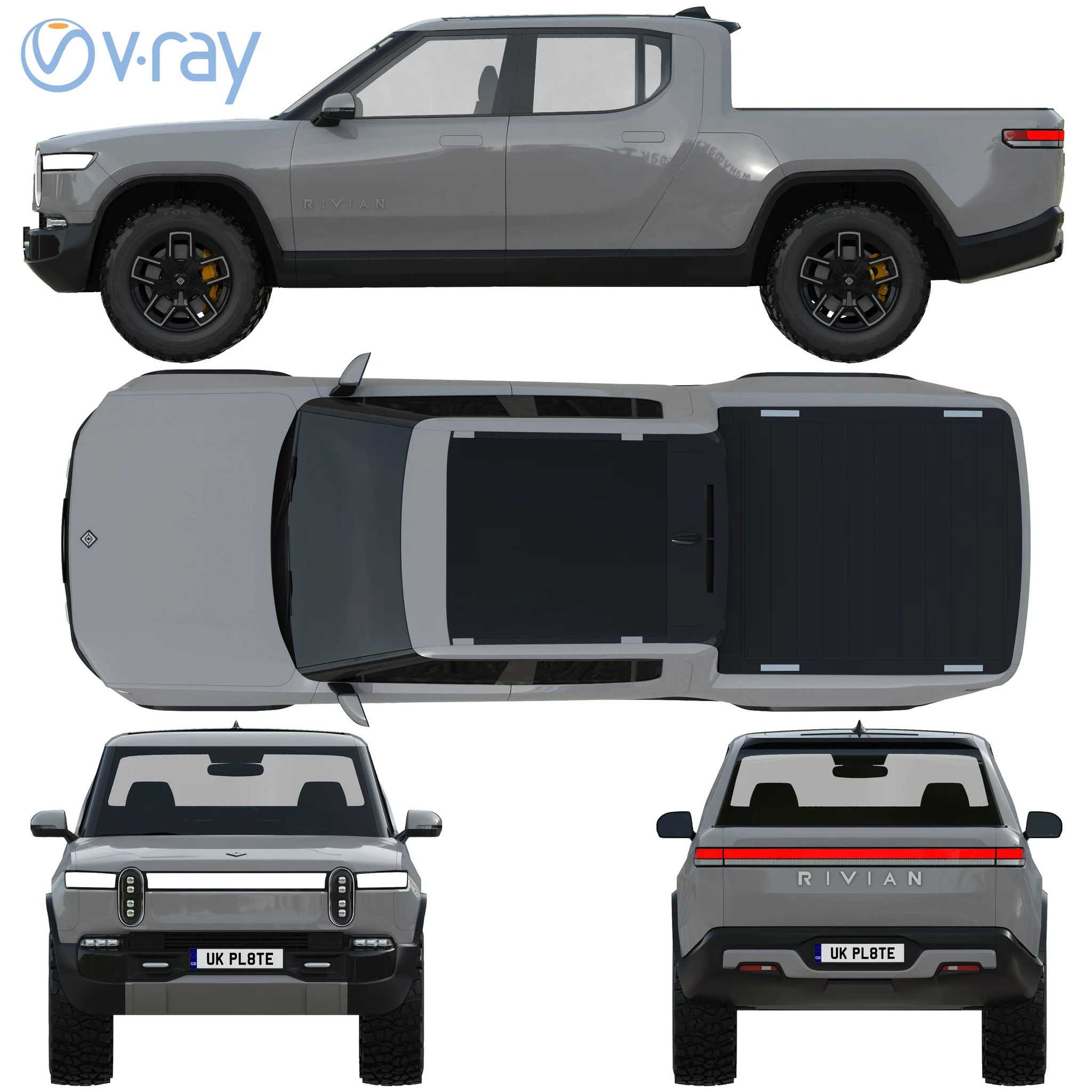 Rivian R1T, 3D model preview 30