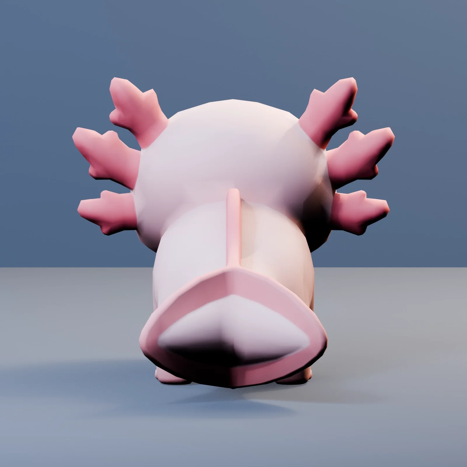Cute Stylized Low Poly Axolotl, 3D model preview 3