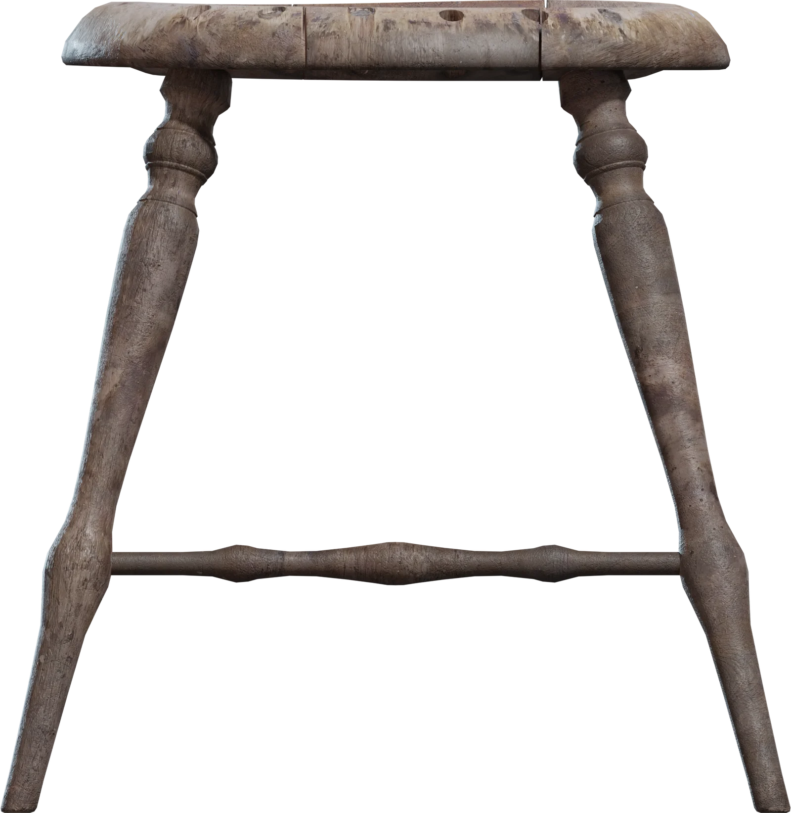Antique Rustic Wooden Stool, 3D model preview 2