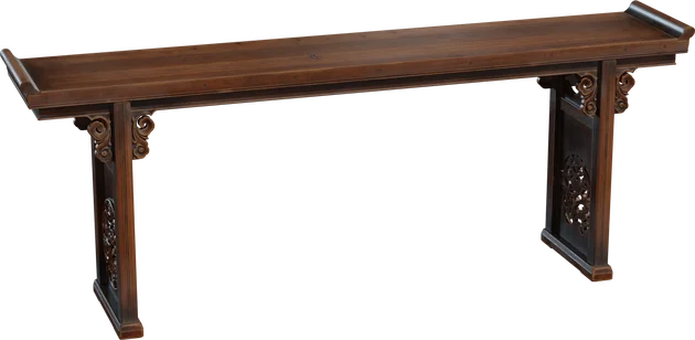 Chinese Altar Console Table with Carved Wood Panels, 3D model preview 5