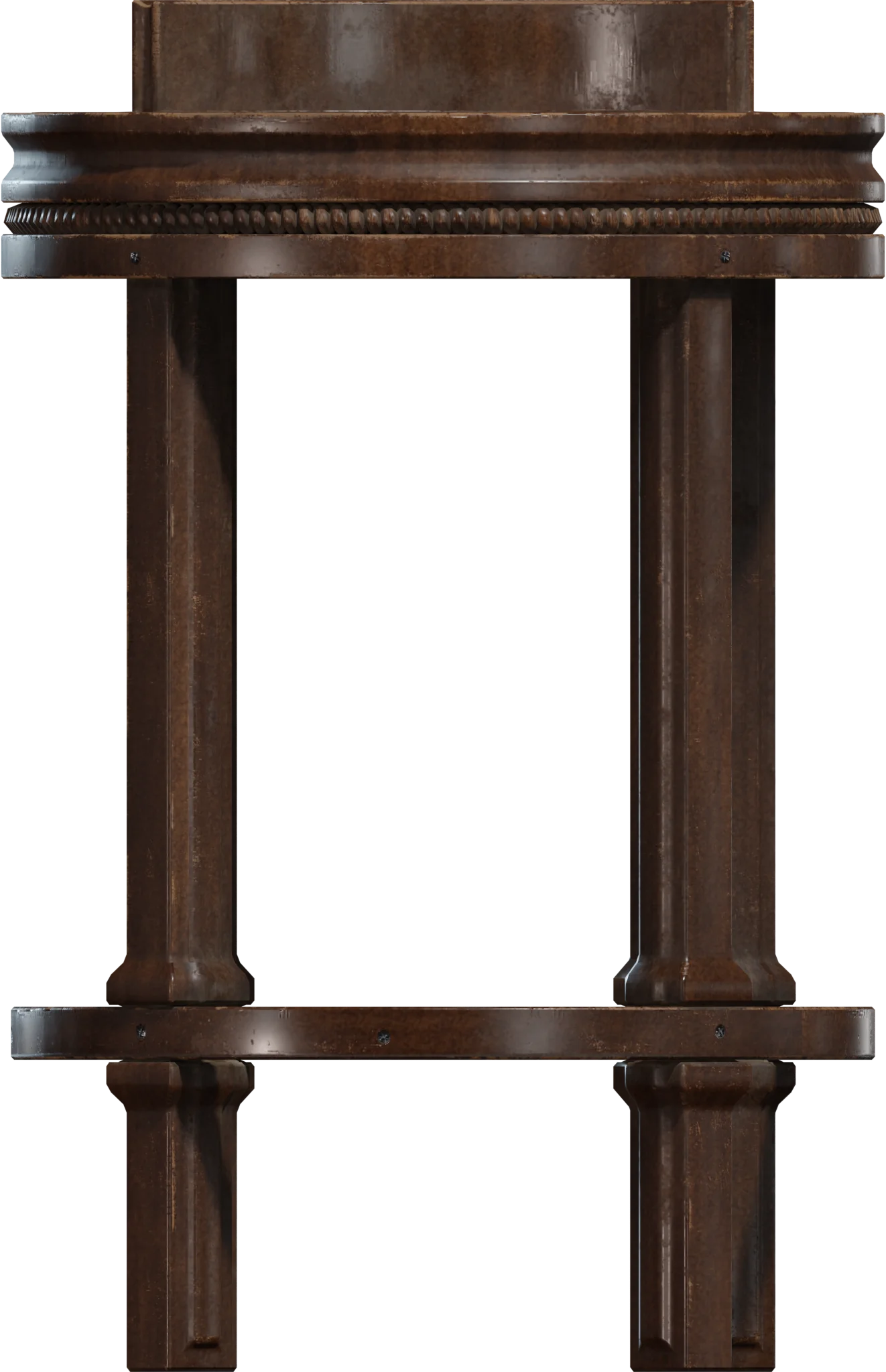 Vintage Round Wooden Bar Stool with Column Legs, 3D model preview 2