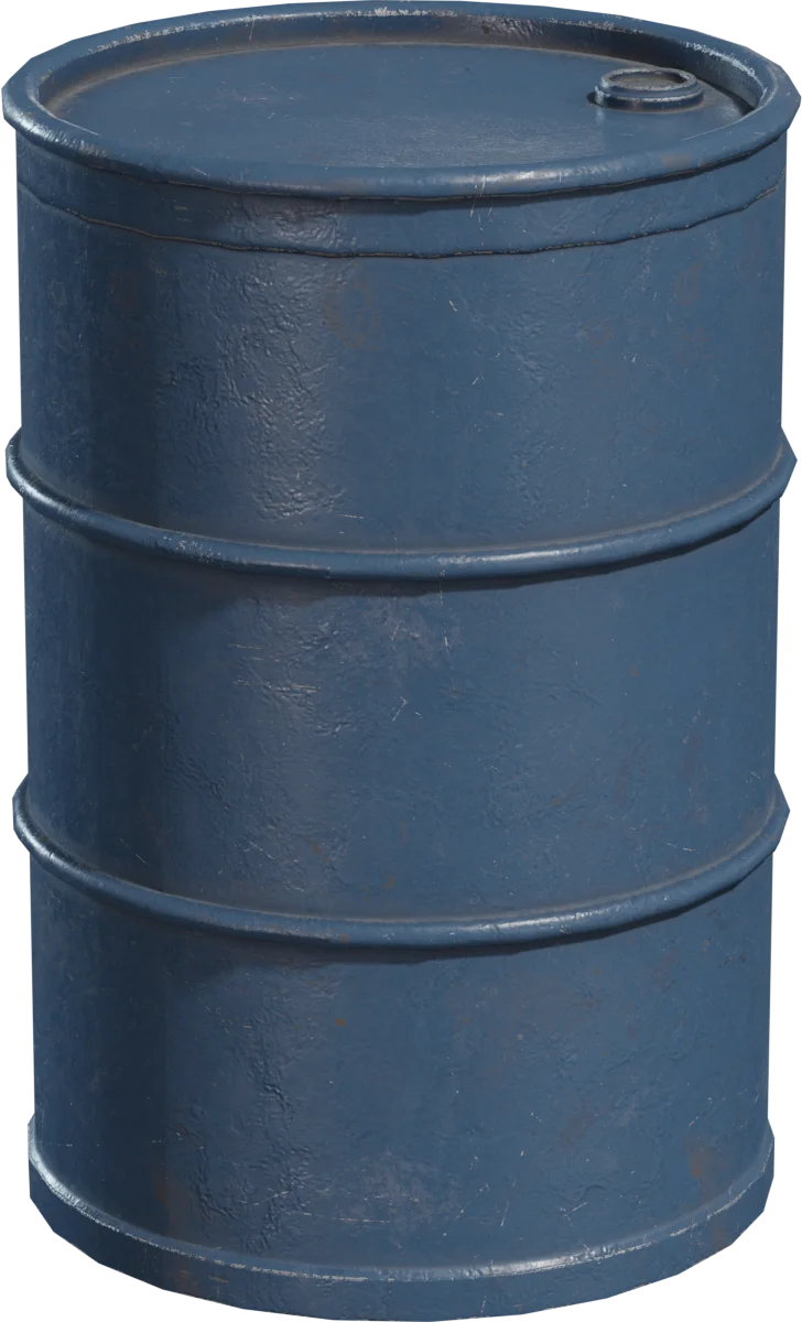 Weathered Blue Metal Oil Barrel