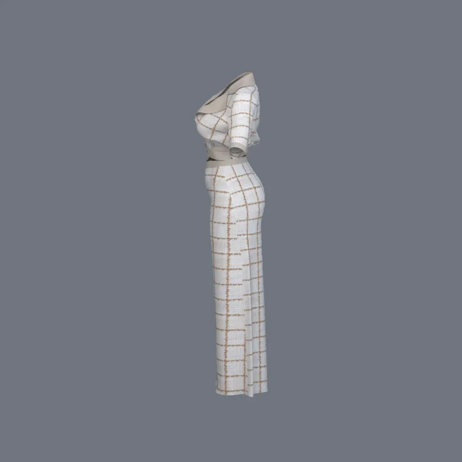 Korean Girl Office Outfit, 3D model preview 3