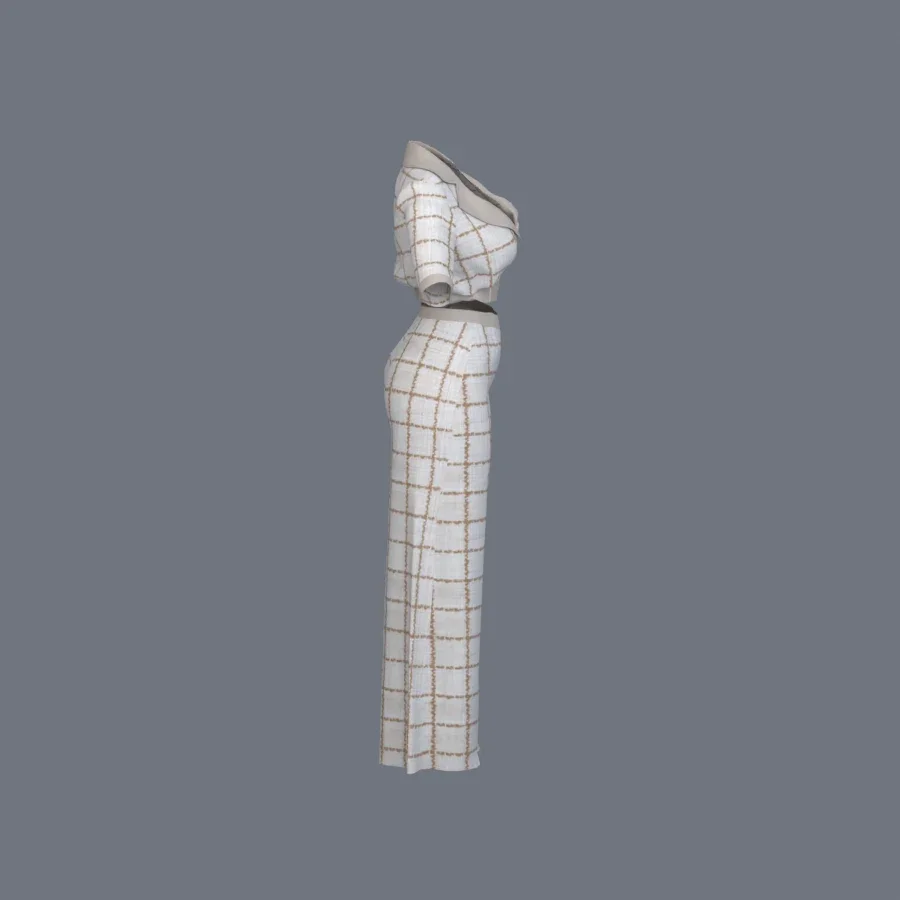 Korean Girl Office Outfit, 3D model preview 5