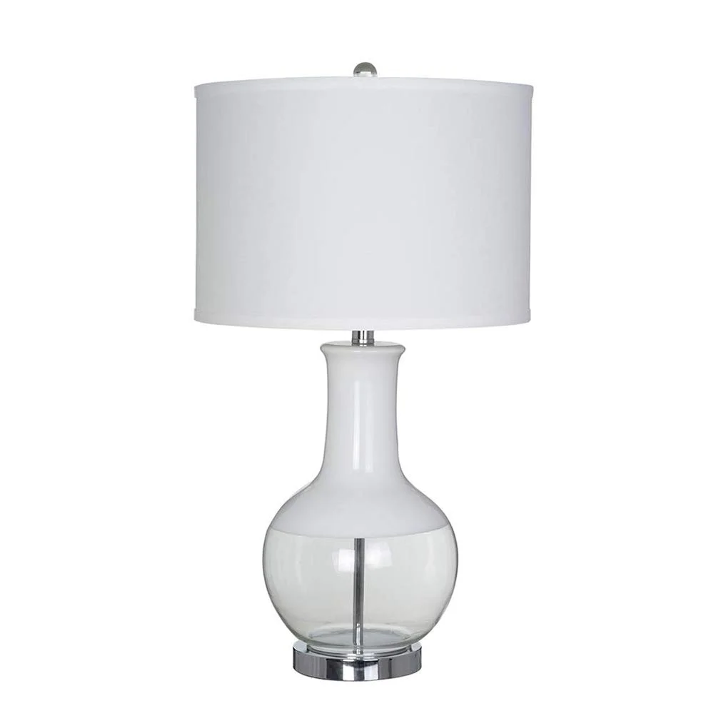 Modern Two-Tone Glass Table Lamp with White Drum Shade