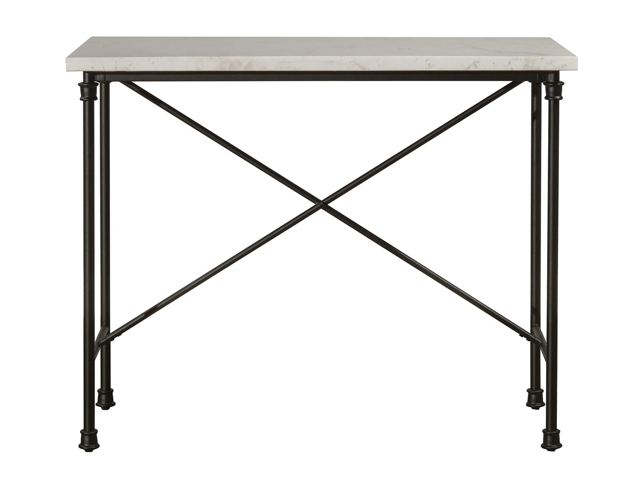 Industrial Marble Top Console Table with Black Metal Frame