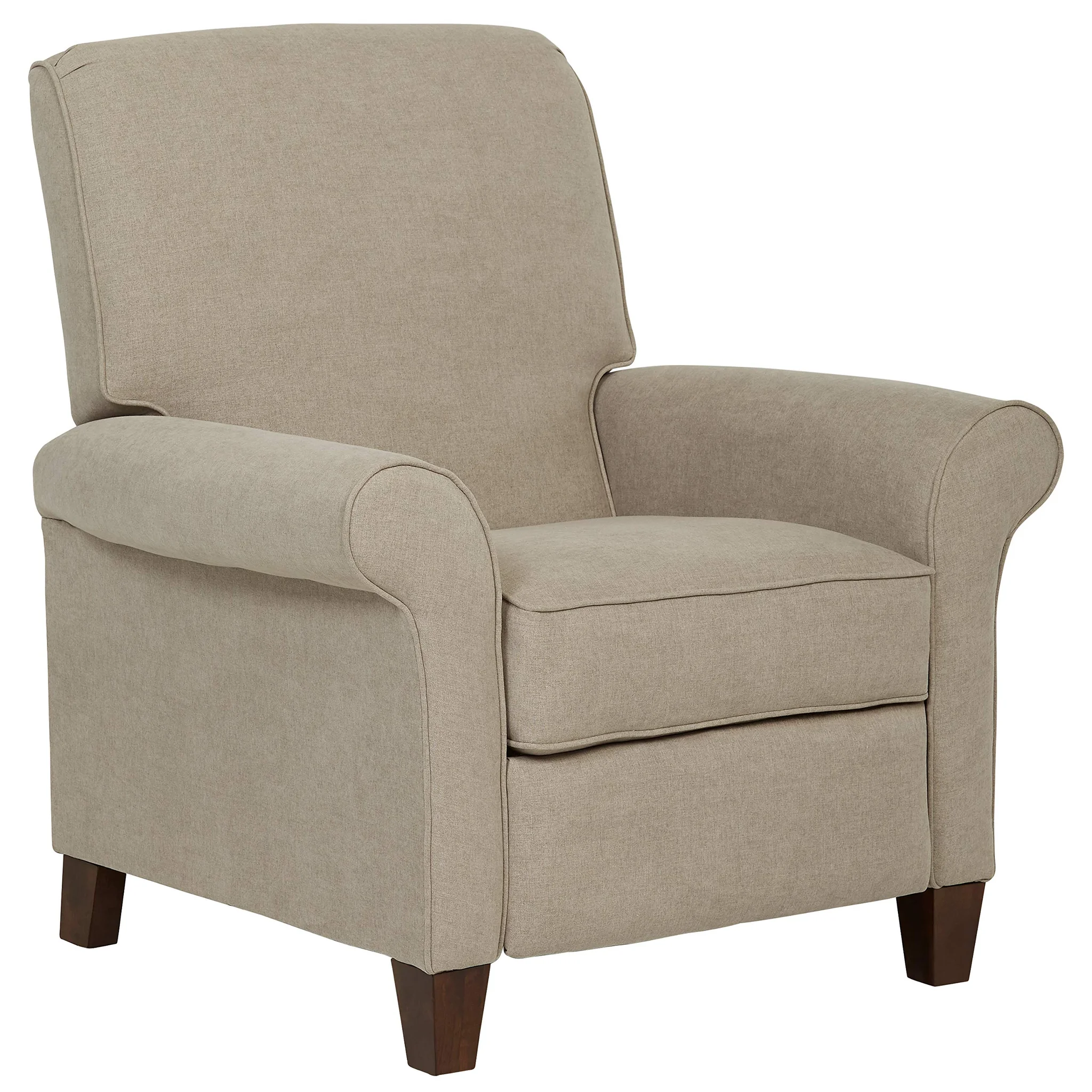 Traditional Upholstered Push-Back Recliner Chair – Dove Beige Fabric
