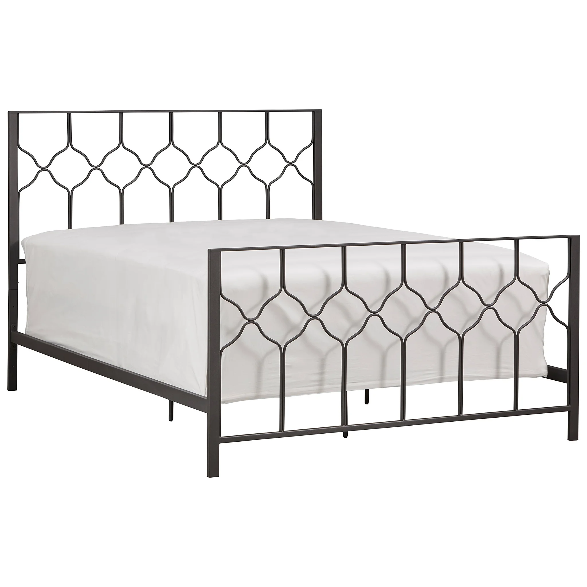 Industrial Geometric Steel Bed Frame with Quatrefoil Headboard