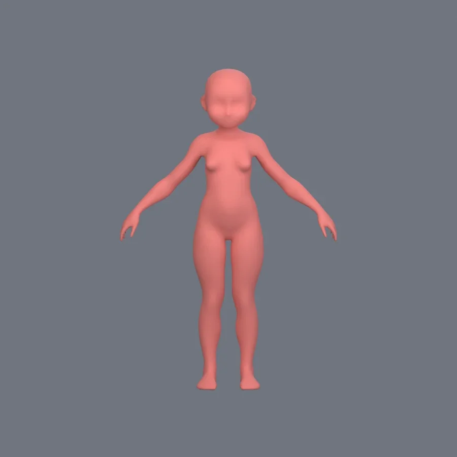 Basemesh Stylized Girl 10, 3D model preview 1