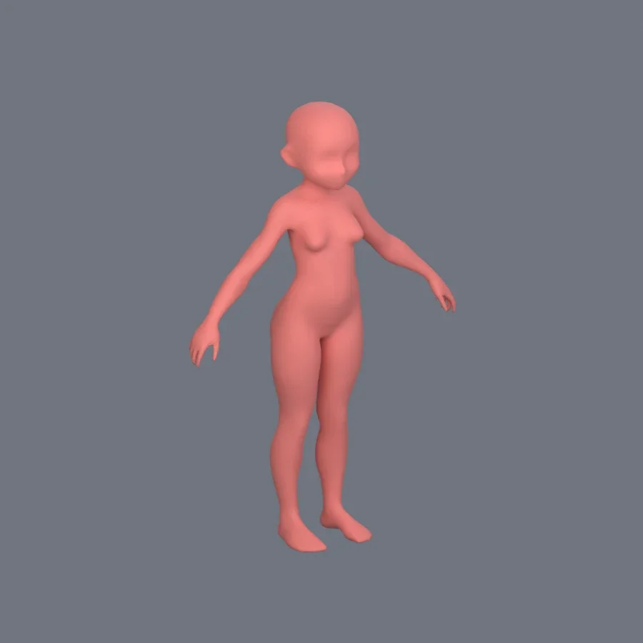 Basemesh Stylized Girl 10, 3D model preview 2