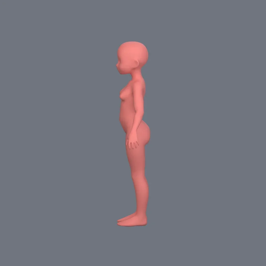 Basemesh Stylized Girl 10, 3D model preview 3