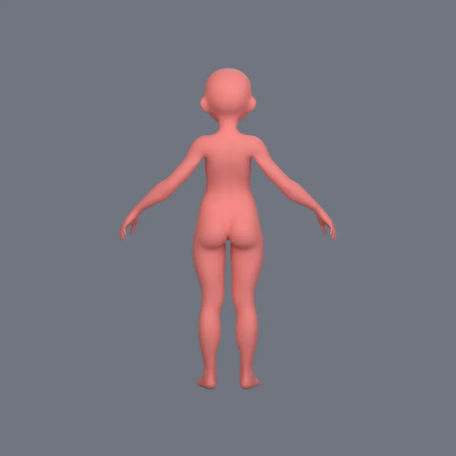 Basemesh Stylized Girl 10, 3D model preview 4