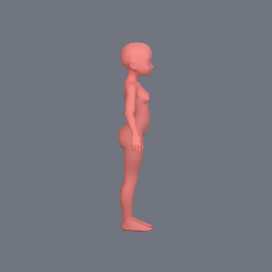 Basemesh Stylized Girl 10, 3D model preview 5
