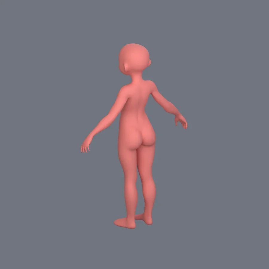 Basemesh Stylized Girl 10, 3D model preview 6