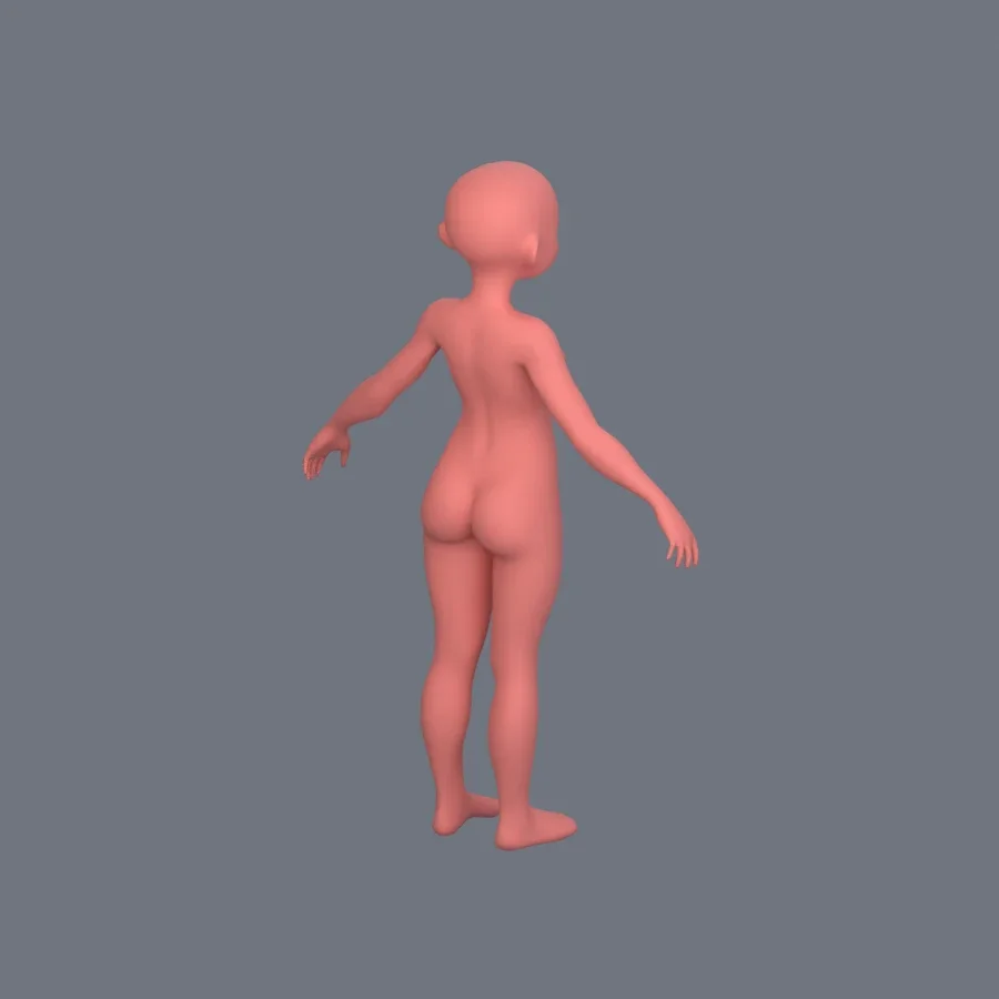 Basemesh Stylized Girl 10, 3D model preview 7