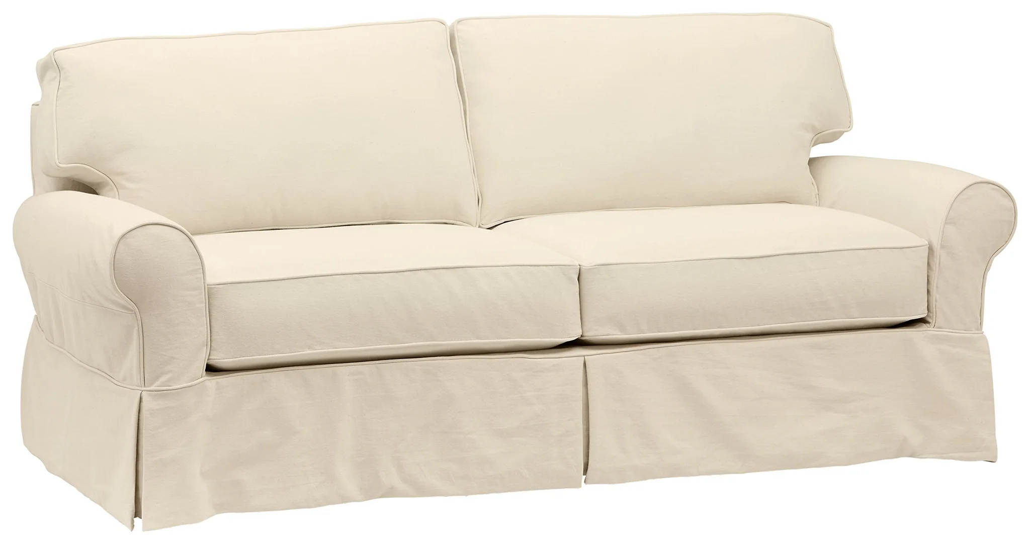 Classic Slipcovered Two-Seat Sofa – Natural Cotton Upholstery