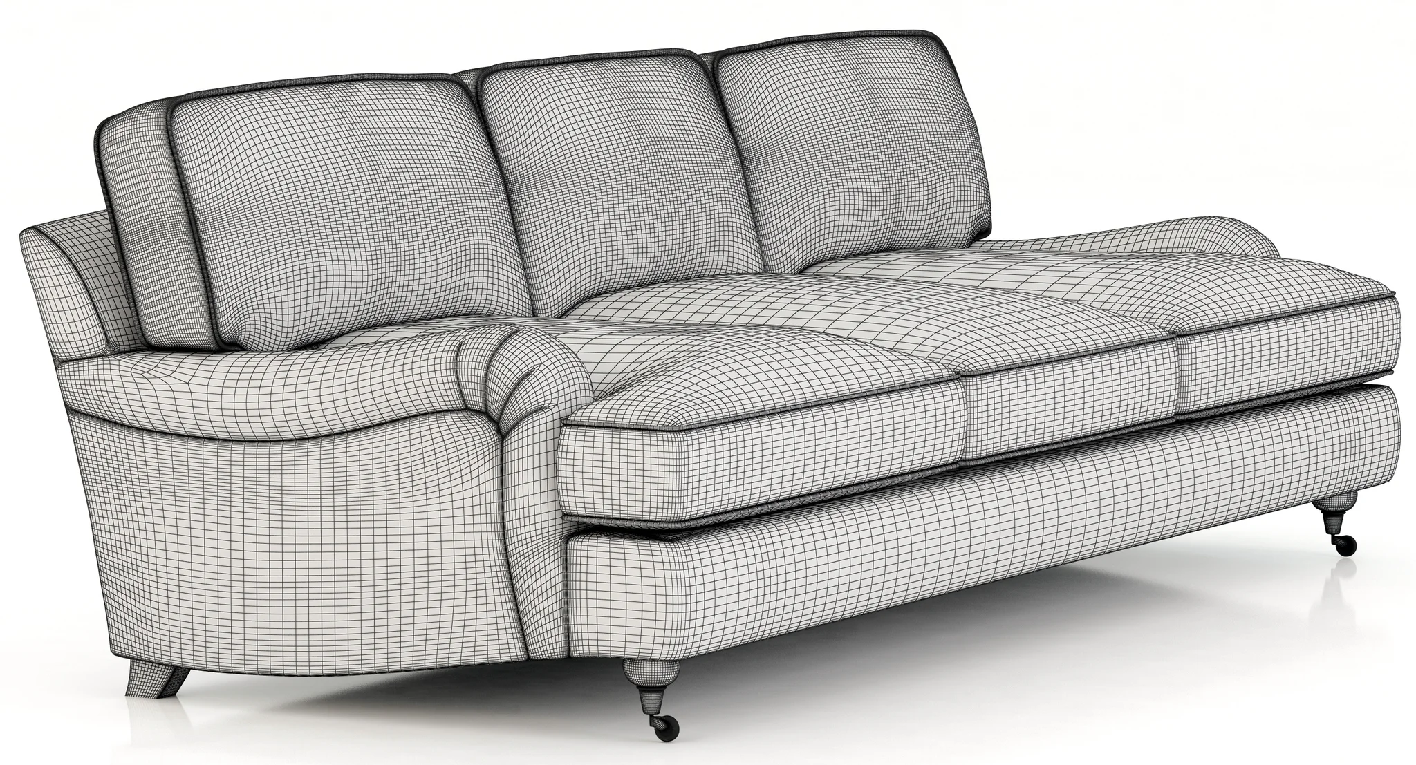 Restoration Hardware English Roll Arm Upholstered Sofa — 3D model preview 2