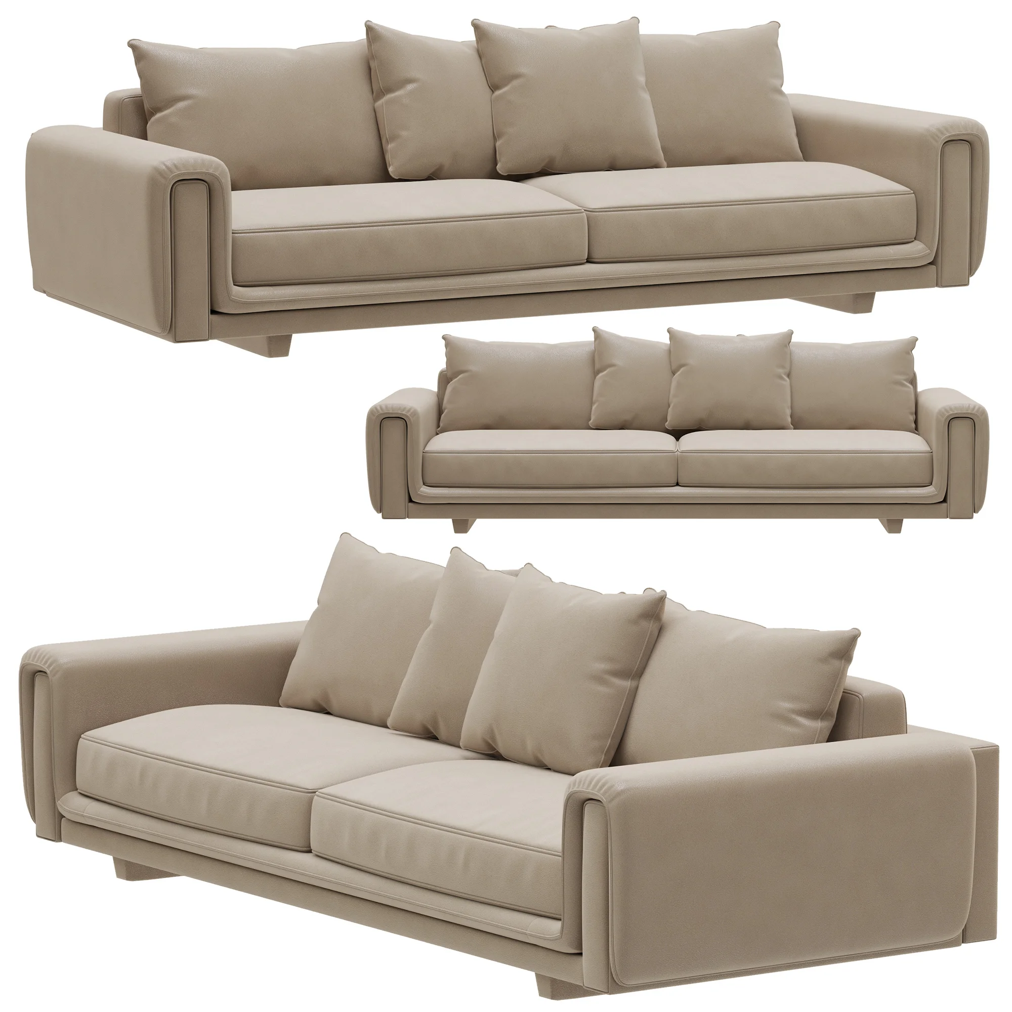 Roche Bobois UNDERLINE 4 Seat Sofa — 3D model preview 2