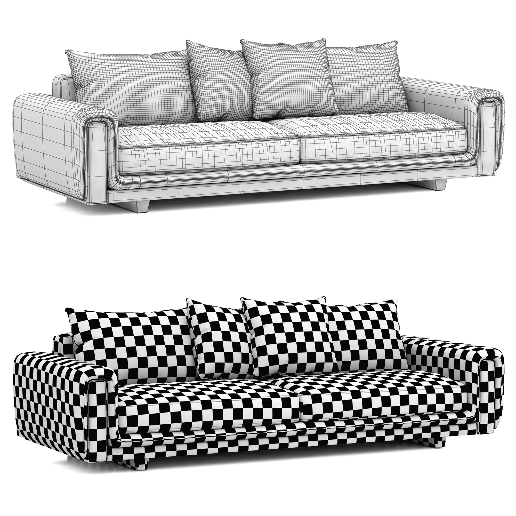 Roche Bobois UNDERLINE 4 Seat Sofa — 3D model preview 10