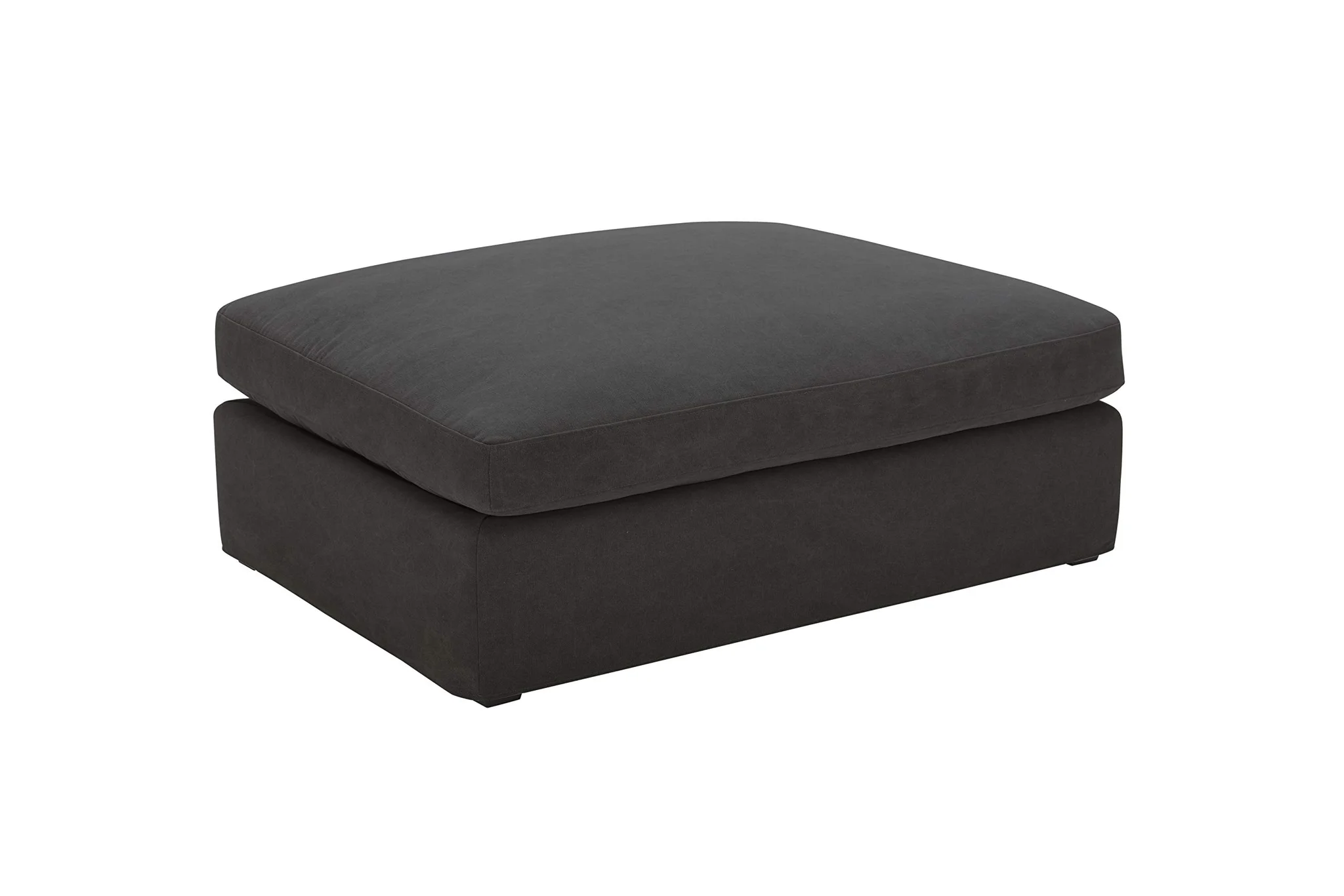 Modern Charcoal Upholstered Ottoman with Down-Filled Cushion