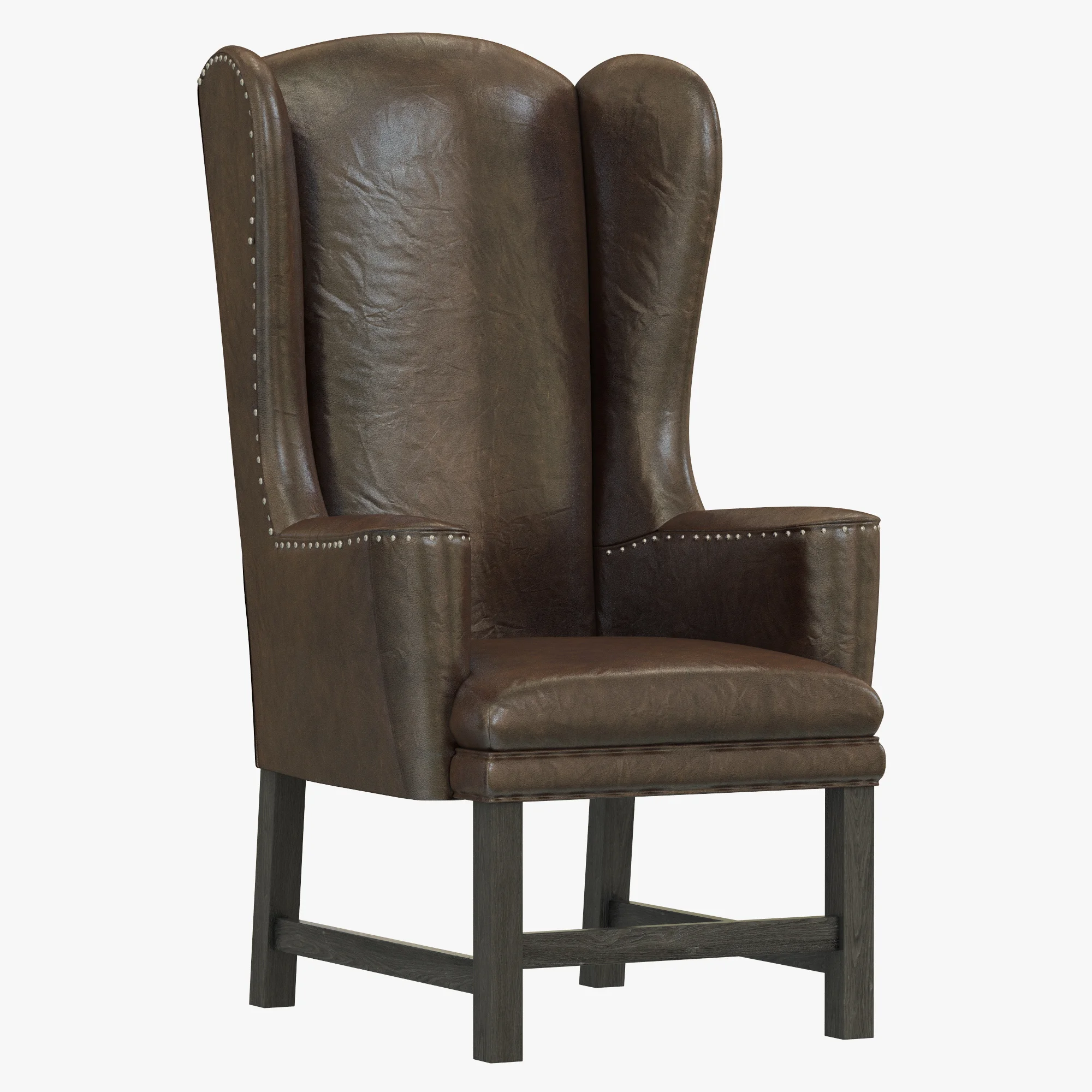 Restoration Hardware Belfort Wingback Leather Armchair — 3D model preview 1