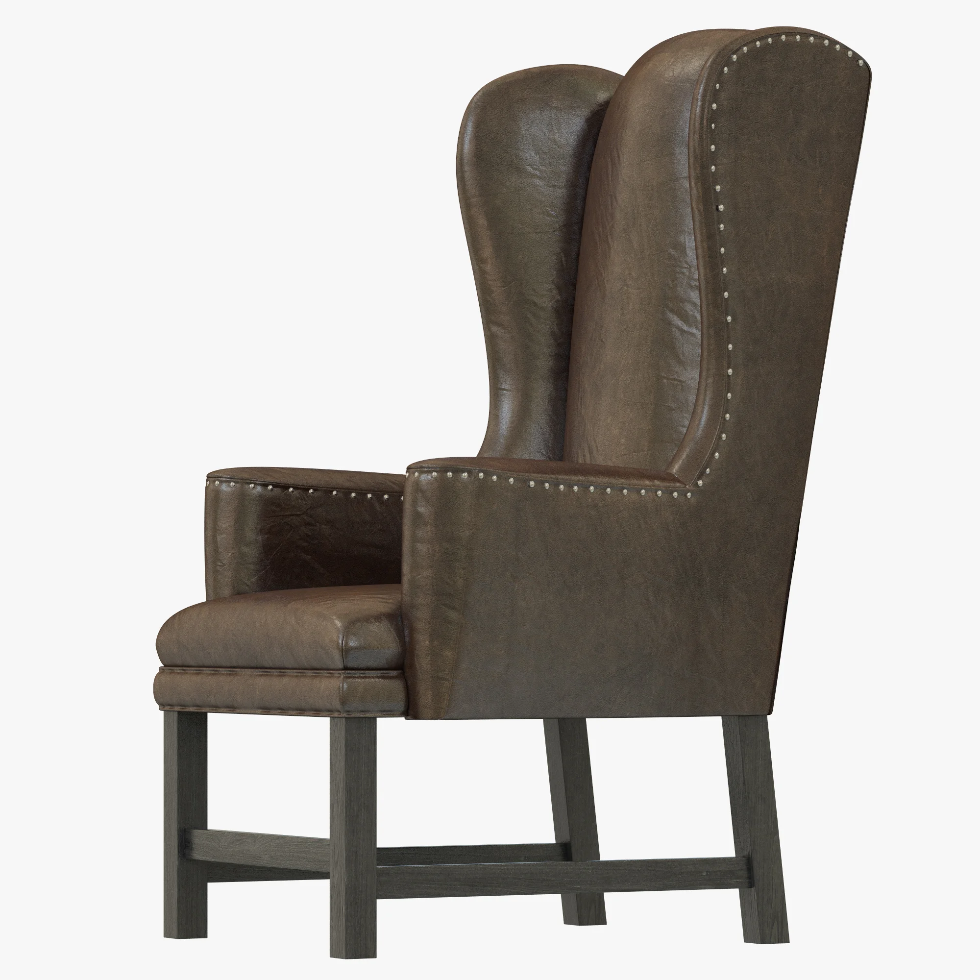 Restoration Hardware Belfort Wingback Leather Armchair — 3D model preview 2