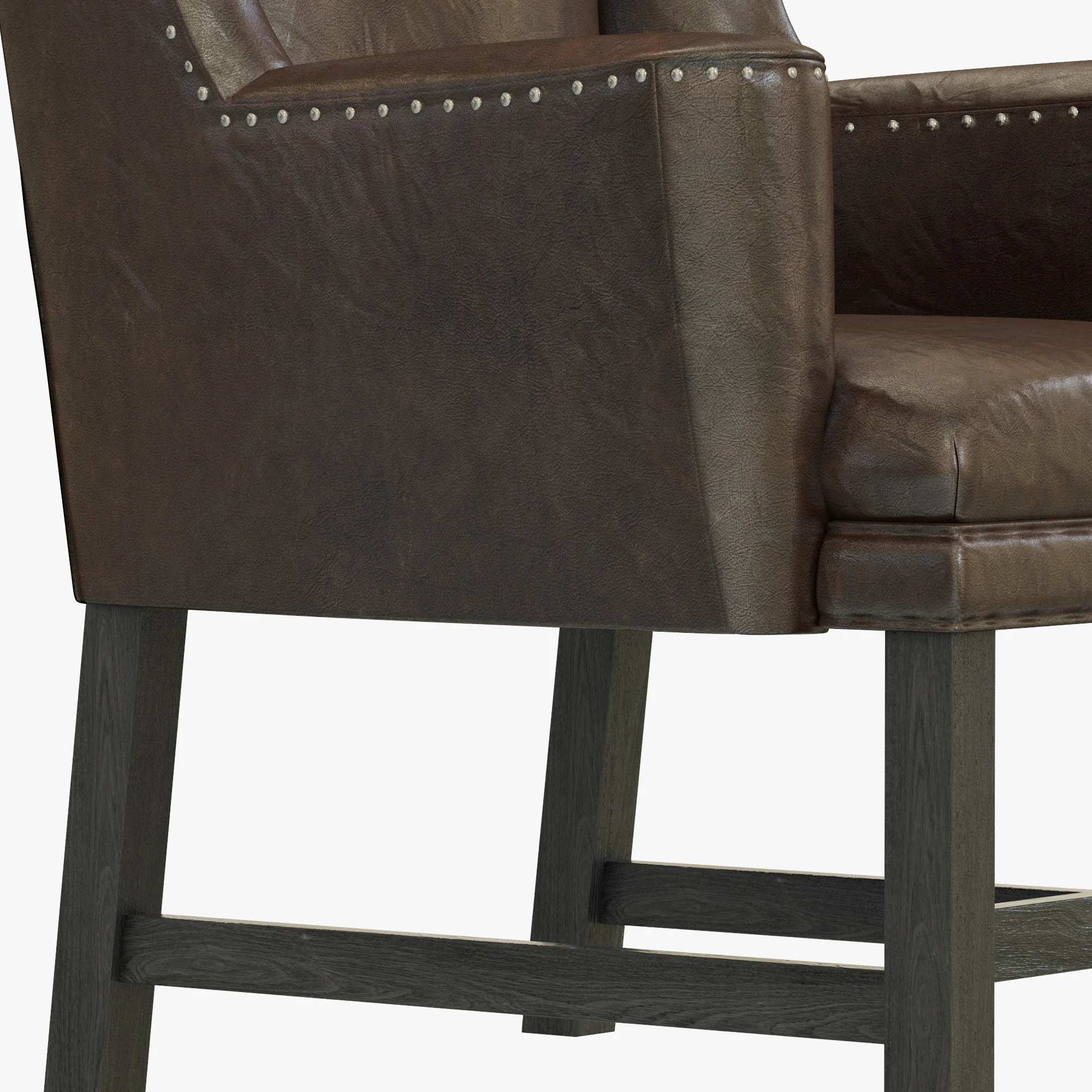 Restoration Hardware Belfort Wingback Leather Armchair — 3D model preview 5