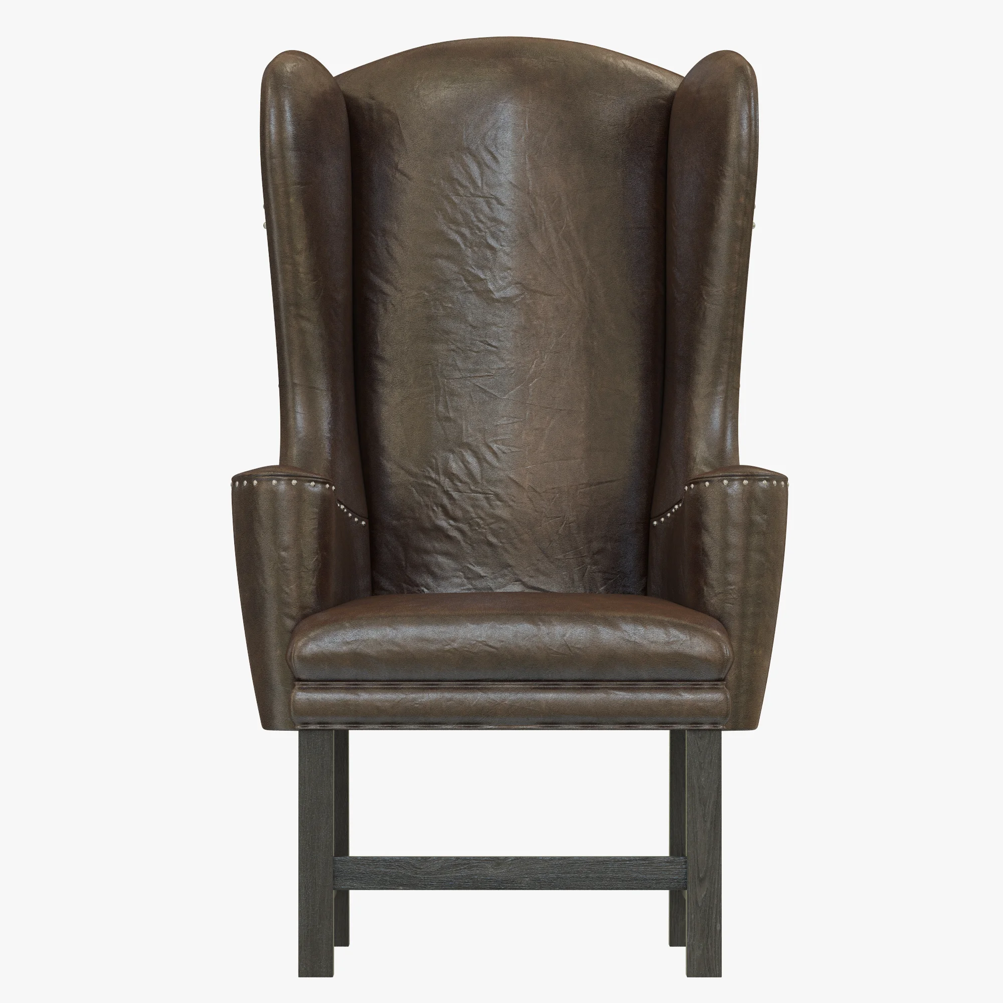 Restoration Hardware Belfort Wingback Leather Armchair — 3D model preview 6