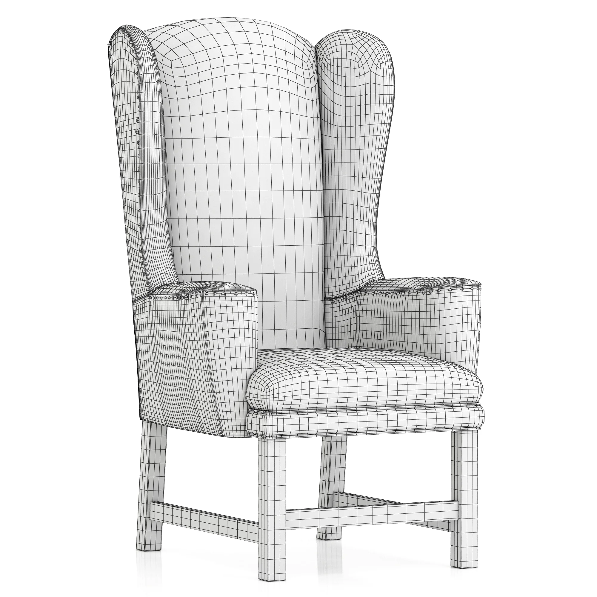 Restoration Hardware Belfort Wingback Leather Armchair — 3D model preview 7