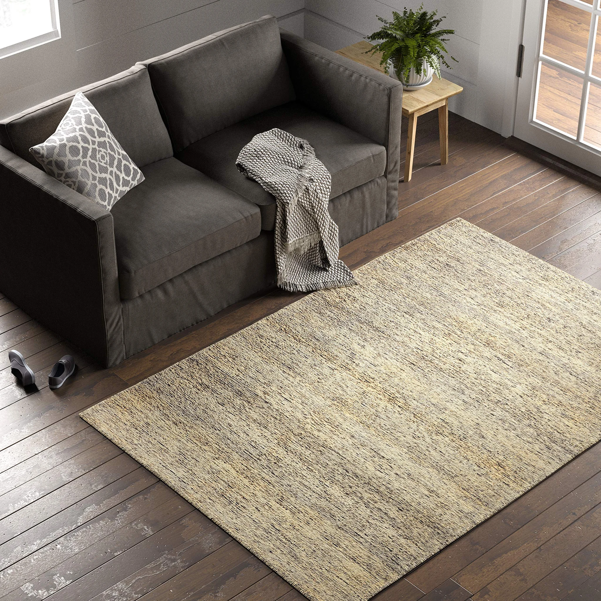 Contemporary Speckle Wool Area Rug – Grey Transitional Floor Rug