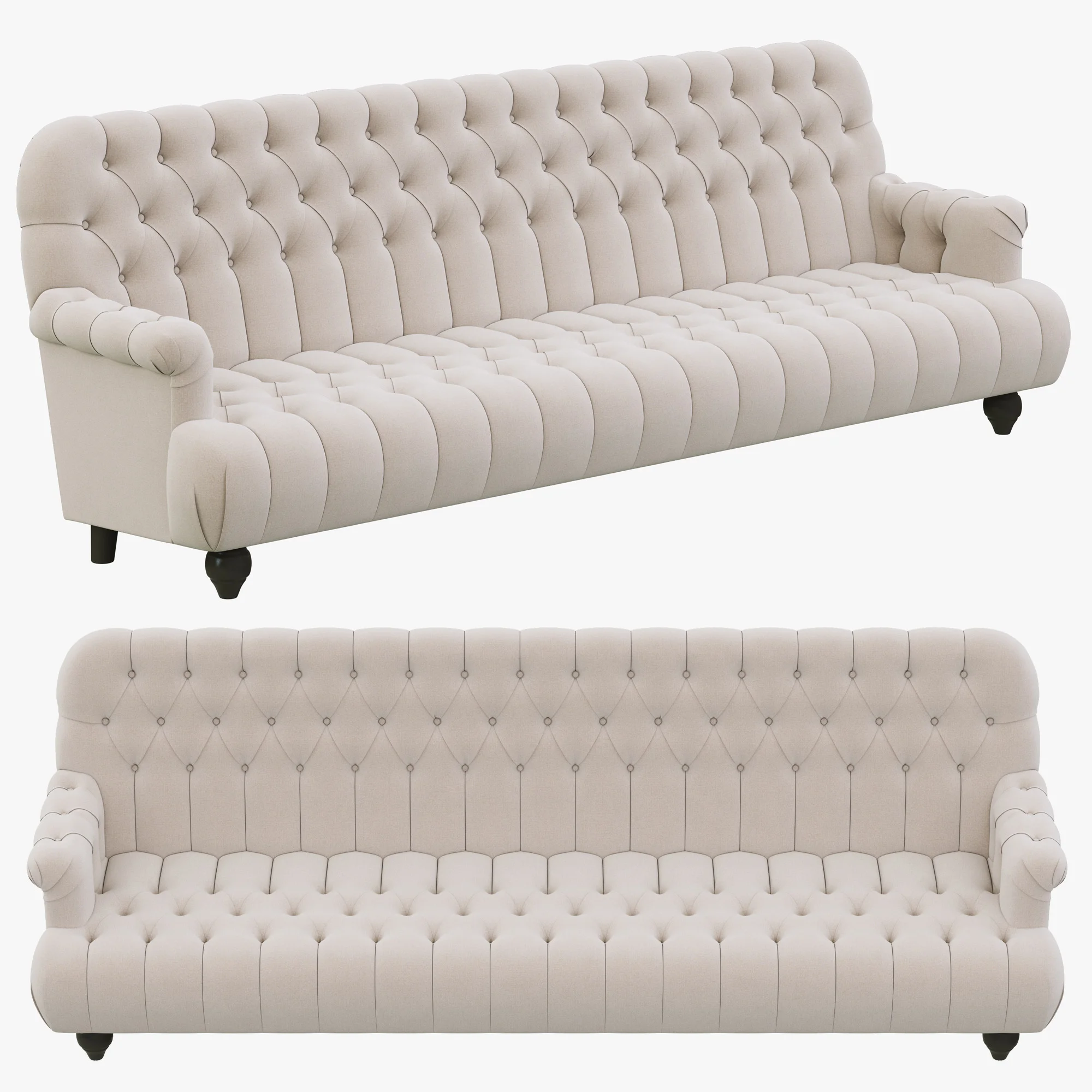 Restoration Hardware 1860 Napoleonic Tufted Upholstered Sofa — 3D model preview 11