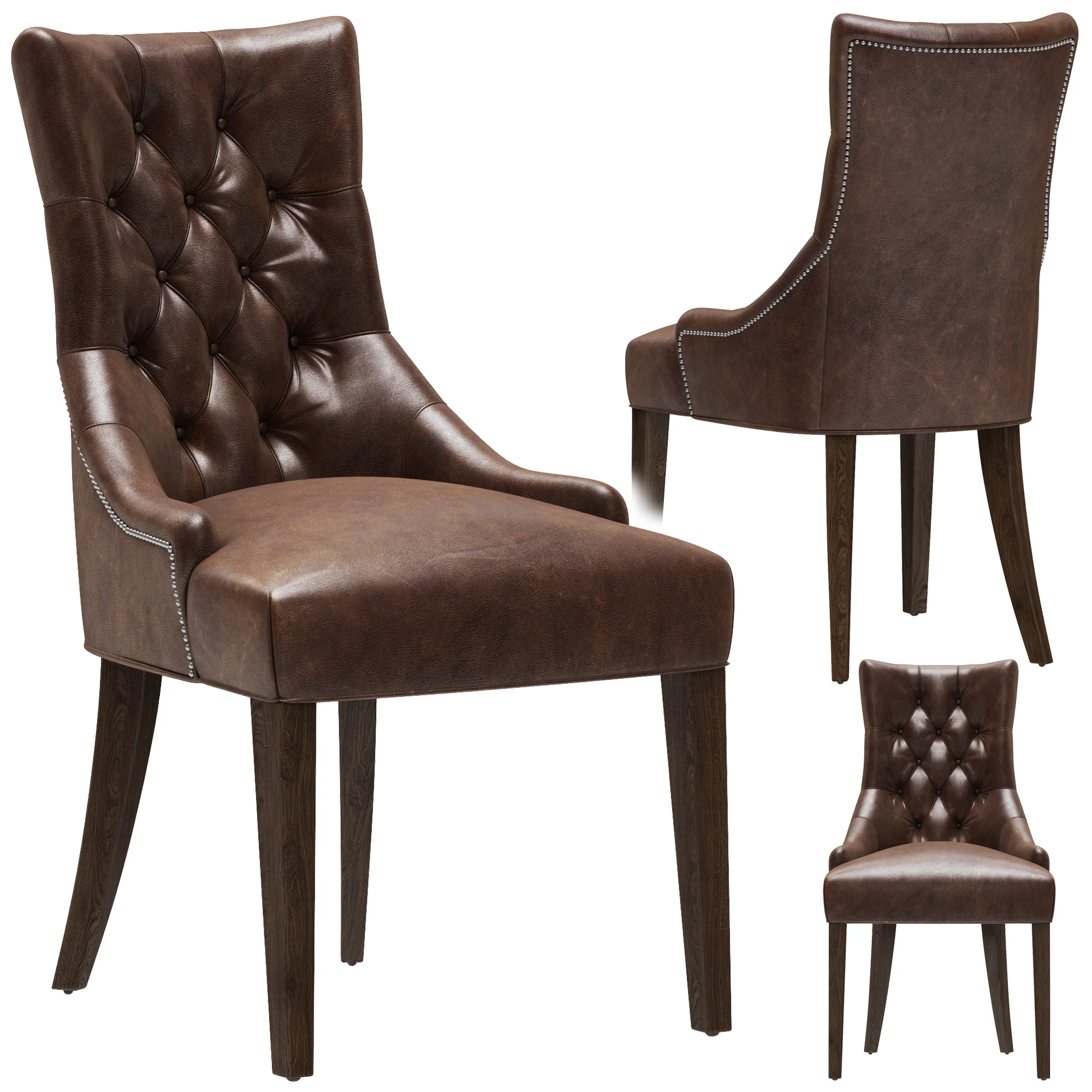 Restoration Hardware Martine Tufted Leather Armchair — 3D model preview 2