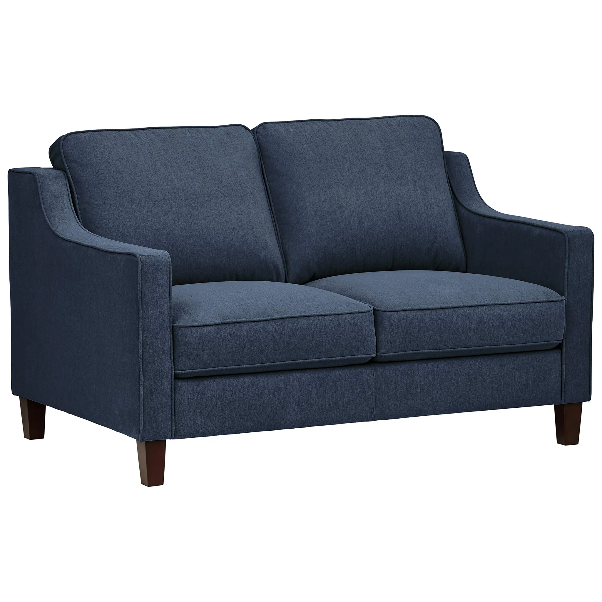 Modern Navy Blue Loveseat Sofa with Wooden Legs