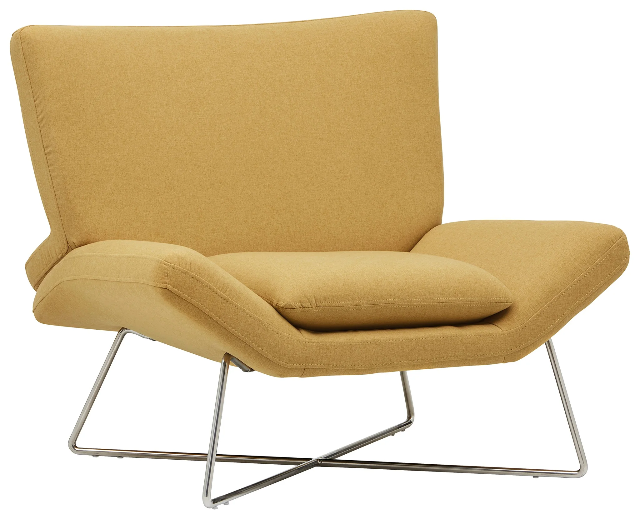 Modern Lotus Accent Chair with Stainless Steel Base - Canary Yellow