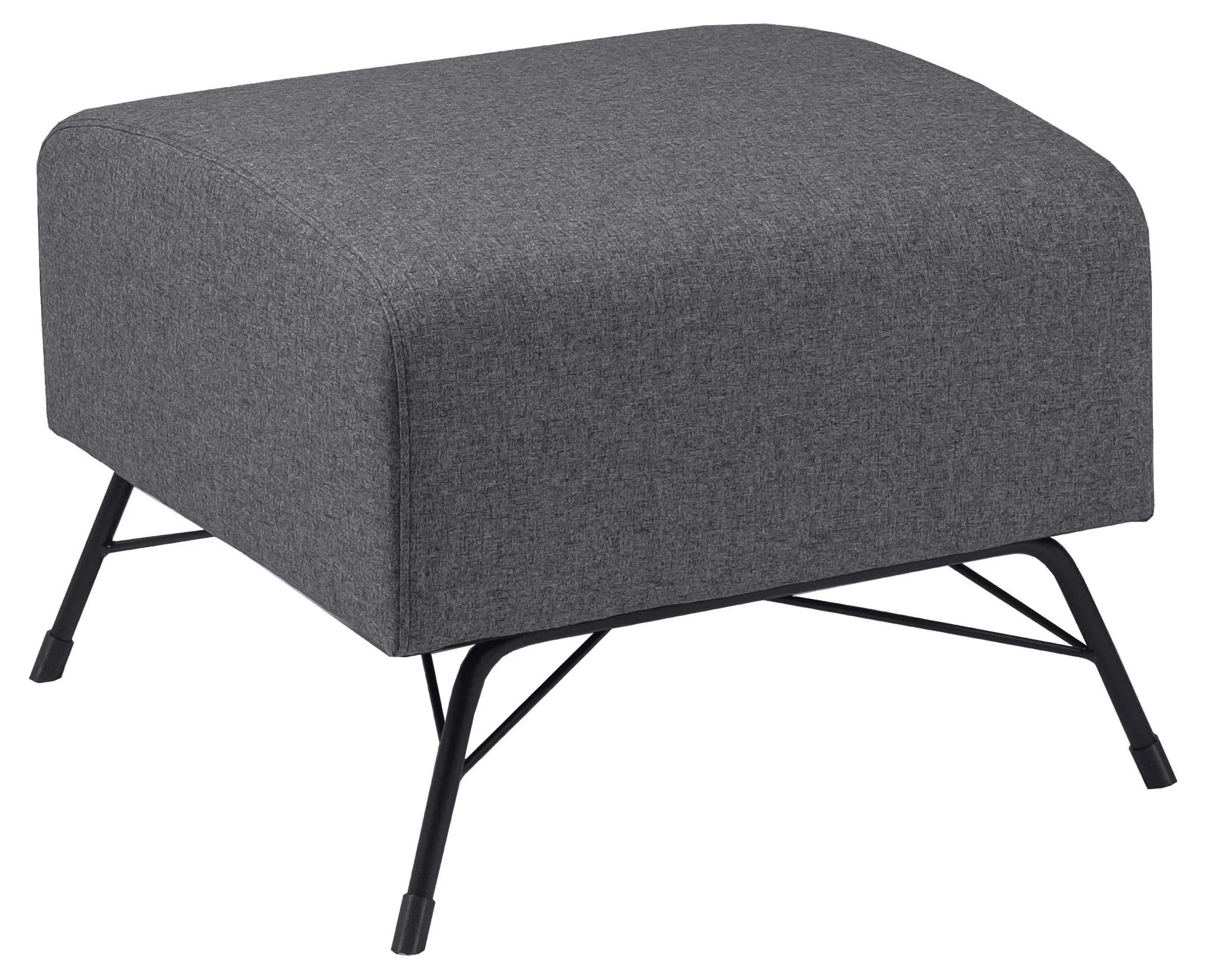 Modern Upholstered Ottoman Footstool with Black Metal Legs