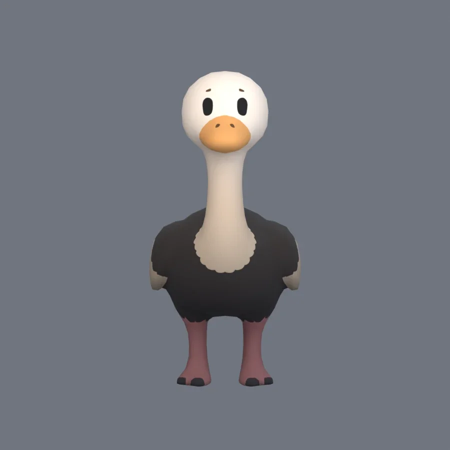 Stylized Animal Ostrich, 3D model preview 1