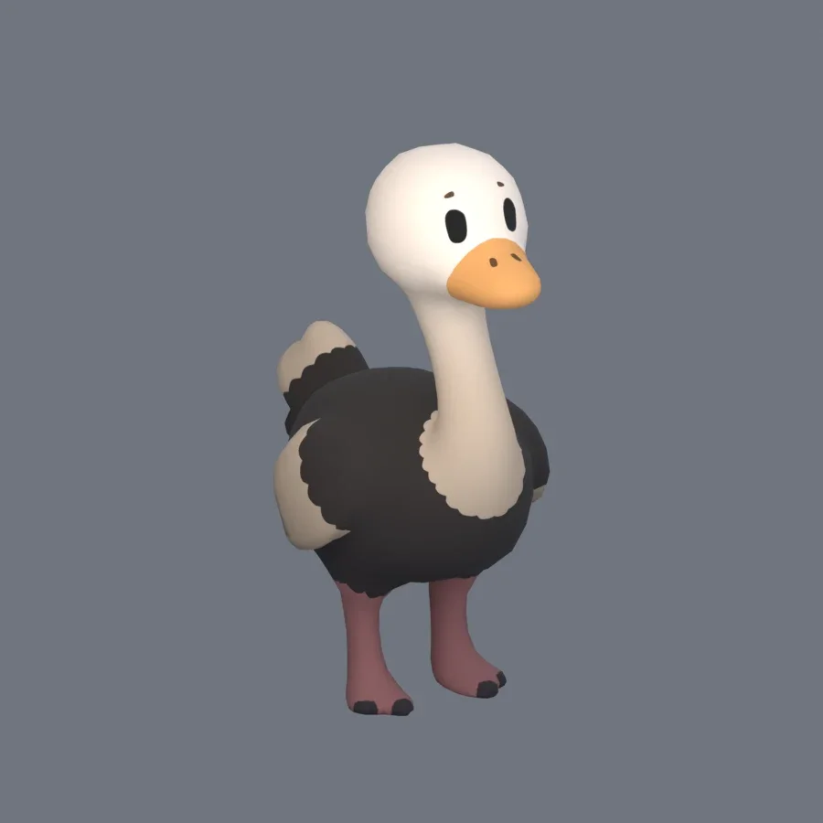 Stylized Animal Ostrich, 3D model preview 2