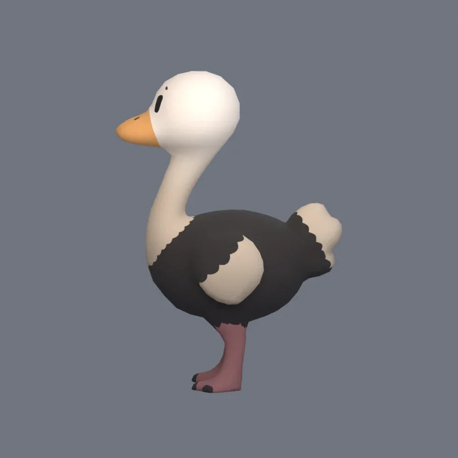 Stylized Animal Ostrich, 3D model preview 3