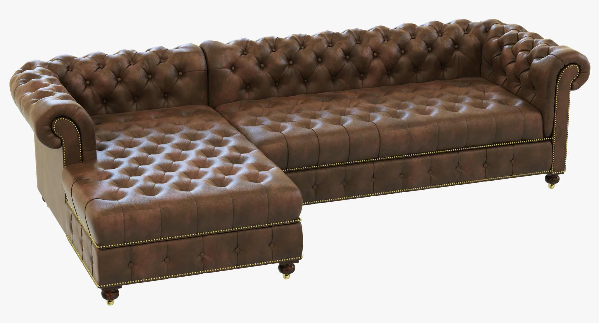 Restoration Hardware Cambridge Leather Left Arm Sofa Chaise Sectional — 3D model preview 4