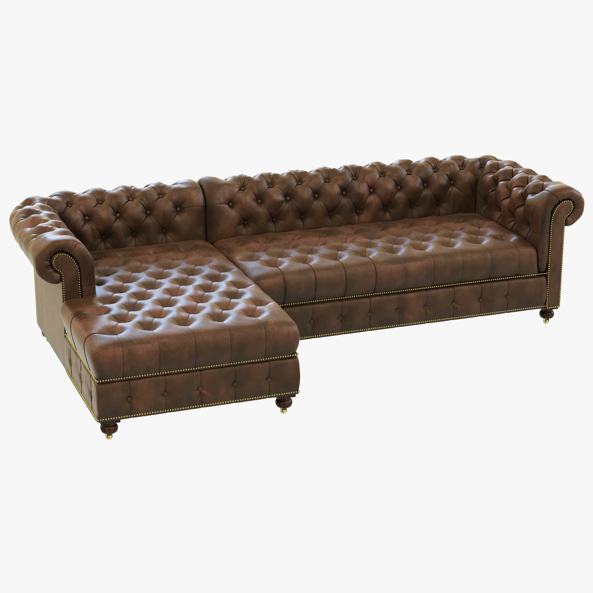 Restoration Hardware Cambridge Leather Left Arm Sofa Chaise Sectional — 3D model preview 5