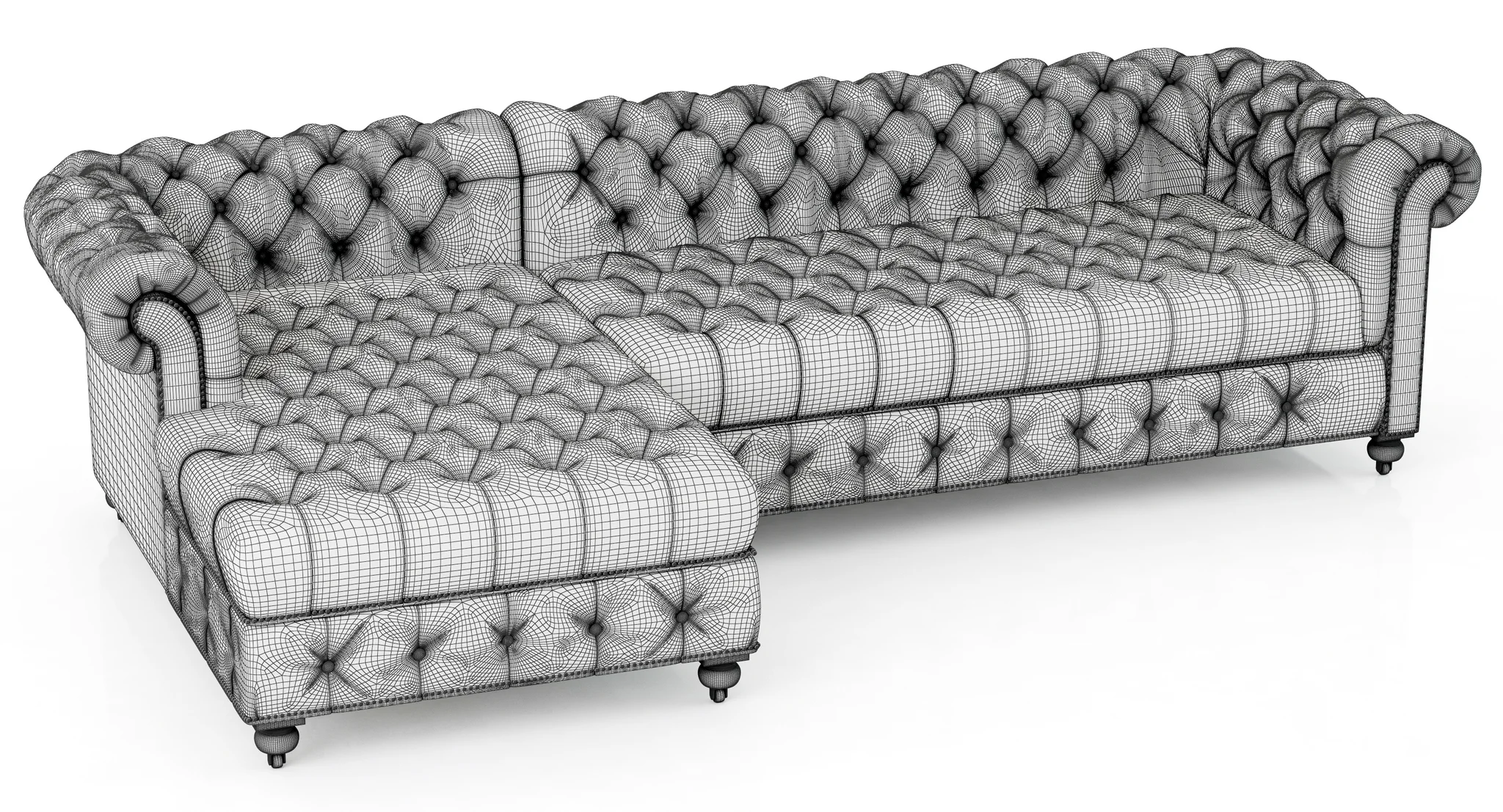 Restoration Hardware Cambridge Leather Left Arm Sofa Chaise Sectional — 3D model preview 6
