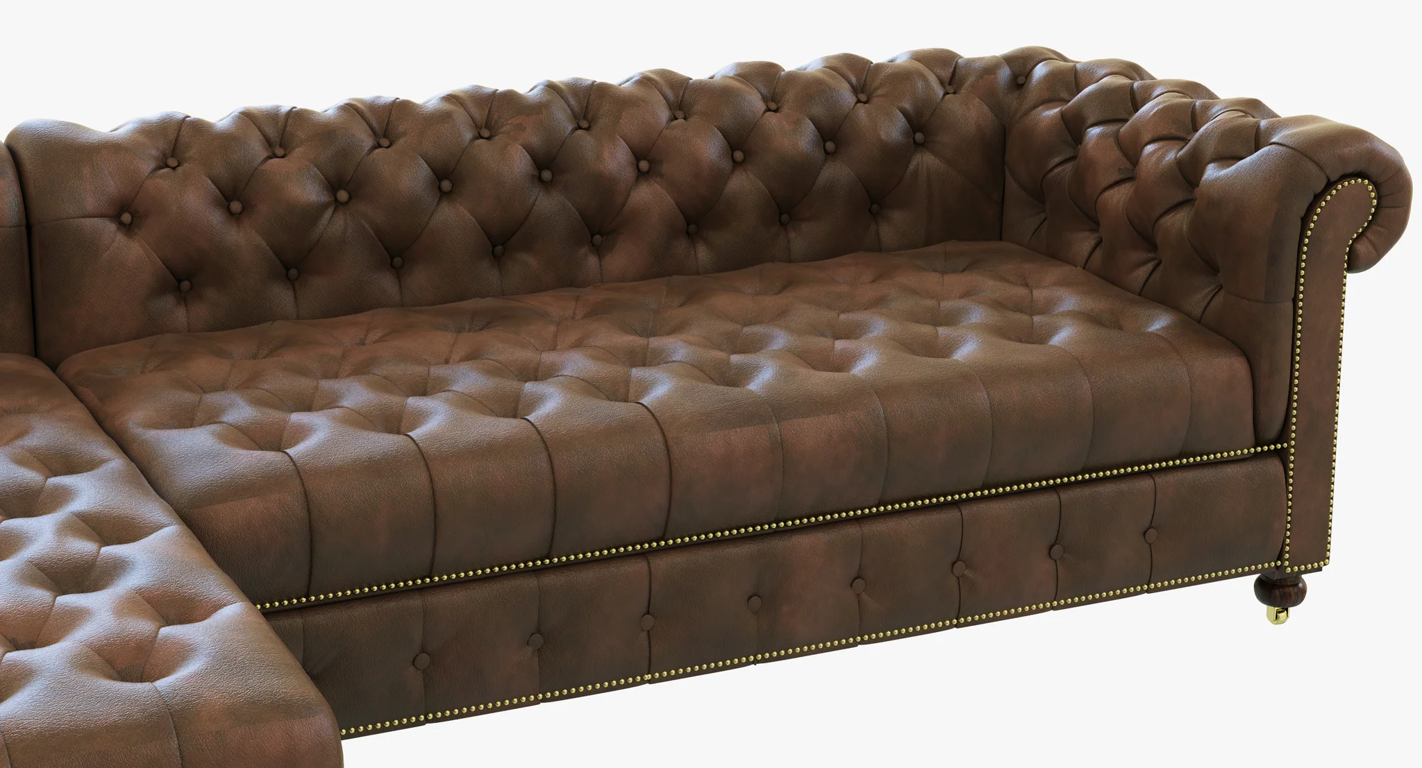 Restoration Hardware Cambridge Leather Left Arm Sofa Chaise Sectional — 3D model preview 12