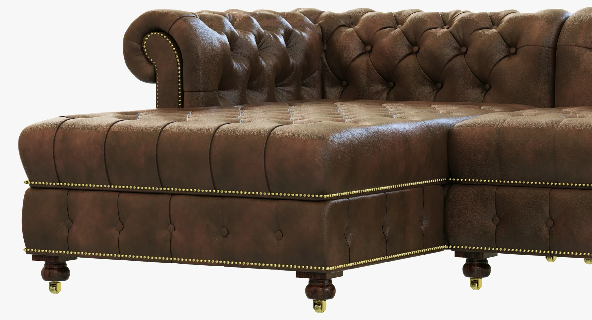 Restoration Hardware Cambridge Leather Left Arm Sofa Chaise Sectional — 3D model preview 15