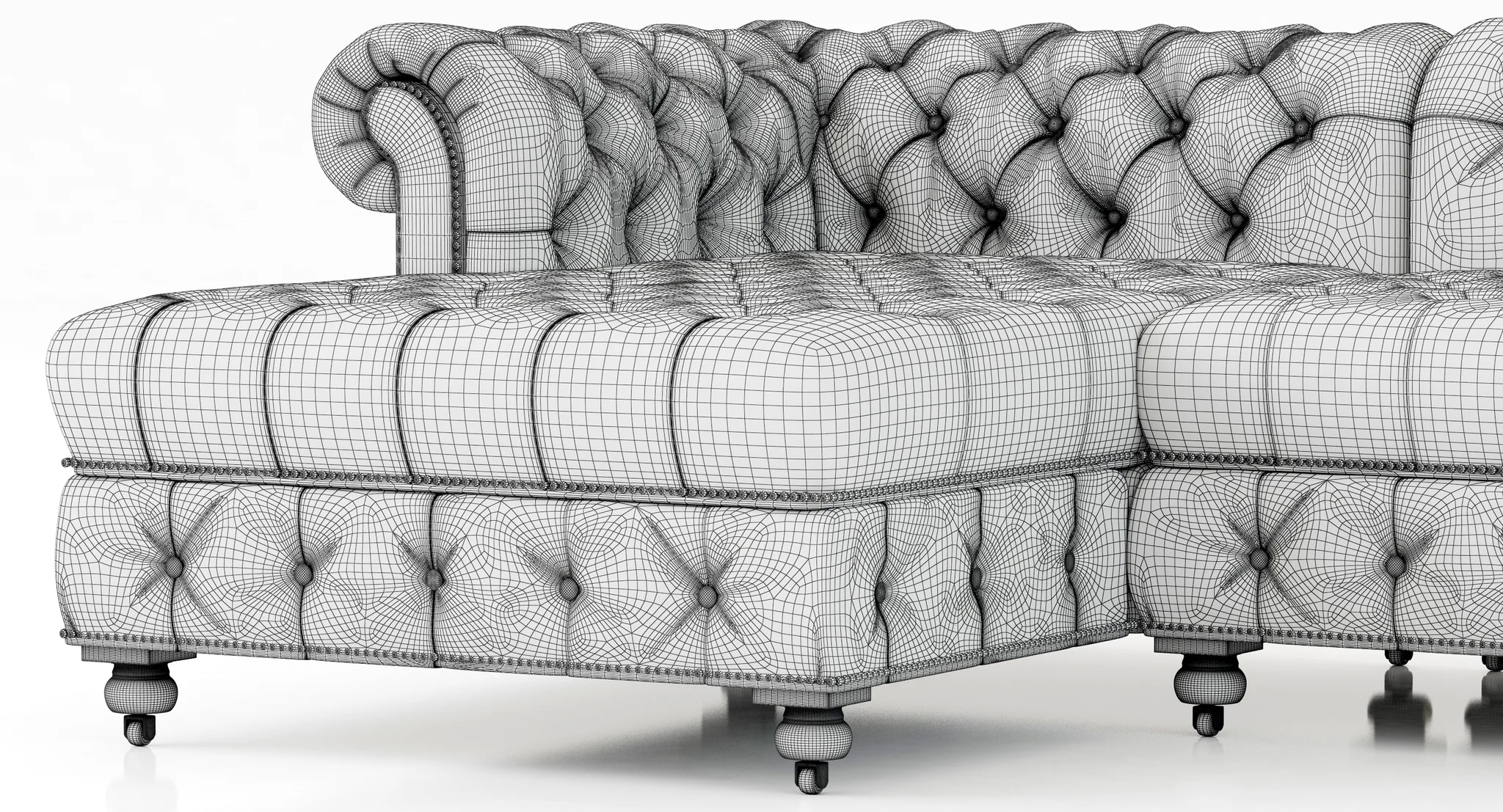 Restoration Hardware Cambridge Leather Left Arm Sofa Chaise Sectional — 3D model preview 16