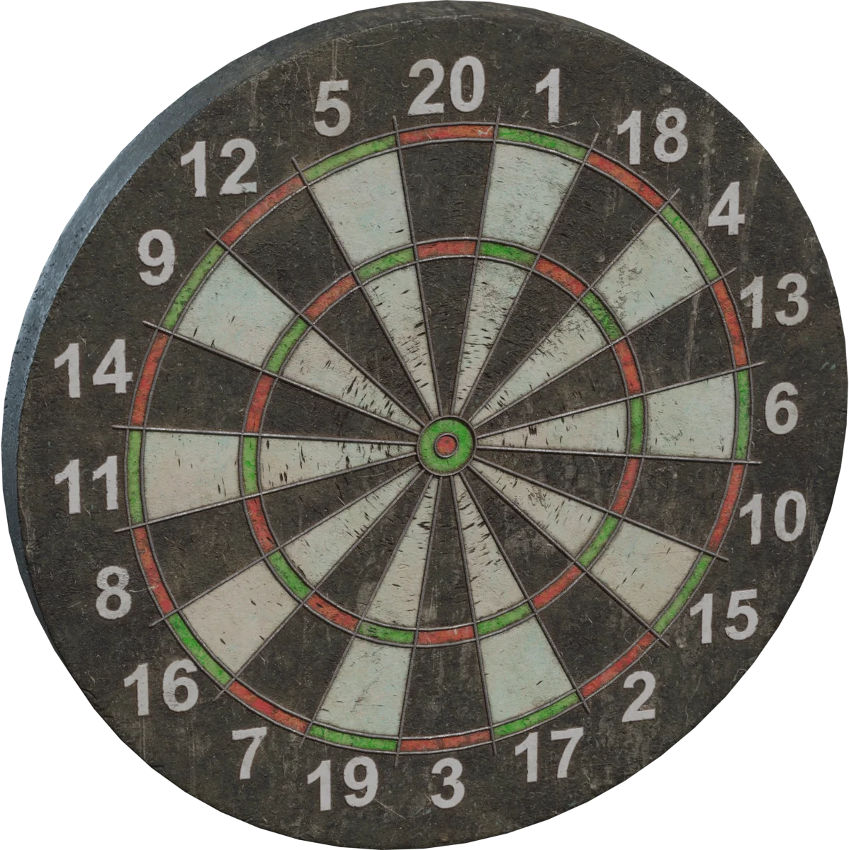 Realistic Dartboard with Worn Sisal Texture