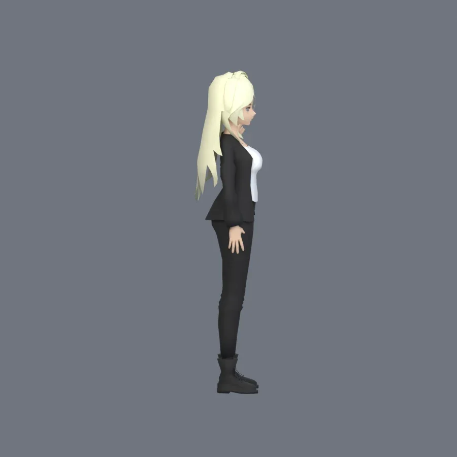 Stylized Anime Girl 06 Rigged, 3D model preview 1