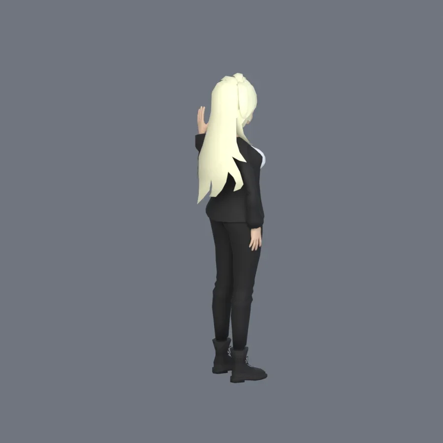 Stylized Anime Girl 06 Rigged, 3D model preview 2