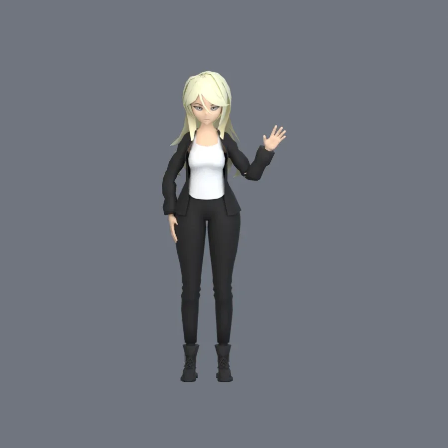 Stylized Anime Girl 06 Rigged, 3D model preview 3