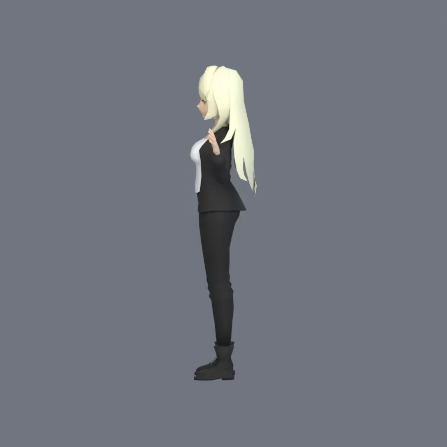 Stylized Anime Girl 06 Rigged, 3D model preview 4