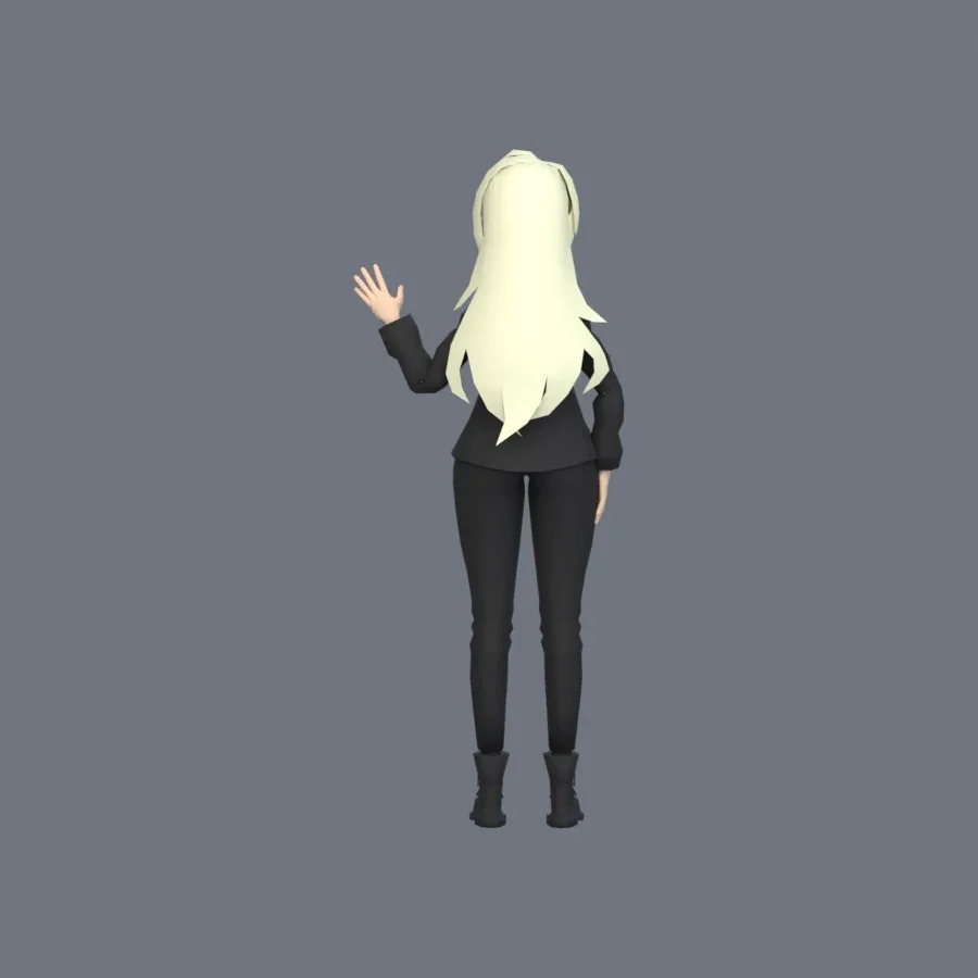 Stylized Anime Girl 06 Rigged, 3D model preview 5